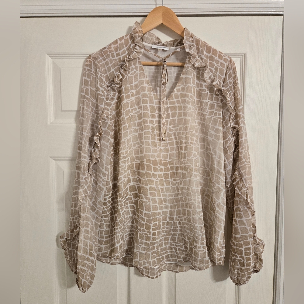 Calvin Klein Beige Animal Patterned Top Lightweight Size Large